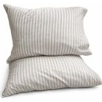 Clasy Ranforce %100 Pamuk 2 Adet Yastık Kılıfı Çizgili Desenli Gri - 50 x 70