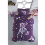 Clasy Ranforce %100 Pamuk Dort Mevsim Set Tek Kisilik Rainbow V1 Mor