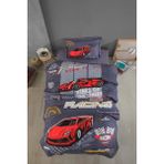 Clasy Ranforce %100 Pamuk Tek Kişilik Yatak Örtüsü Seti Racing Team - 180 x 240 cm - Mavi
