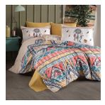 Clasy Ranforce Çift Kişilik Boho V1 Bej 200x220 cm Nevresim Takımı