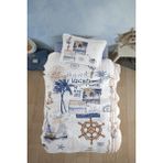 Clasy Ranforce Pamuk Tek Kişilik Yatak Örtüsü Seti Hawaii V1 Mavi - 180 x 240 cm
