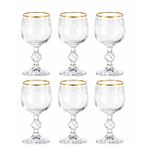 Claudia Bohemia Kristal Kadeh Seti, 6'lı, Altın Yaldız Detaylı, 150 ml