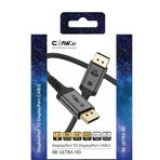 Claw's 8K UHD DisplayPort v1.4 32.4 Gbps / 24K Gold/Alüminyum Gövdeli 8K 60Hz-4K 120Hz-2K 240HZ-FHD 240Hz Destekli G-Sync & FreeSync 2 Metre Premium DisplayPort Kablo (C-DPP-B1)