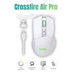 Claw's Crossfire Air Pro Kablosuz 24.000 Dpi Pixart PMW3325 Sensör Makro Yazılımlı Chromatic Rgb Kablosuz Gaming Mouse - Beyaz (2.4 Ghz Kablosuz + Bt5.1 + Type-C ile Kullanım Desteği)