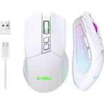 Claw's Crossfire Air V1 Kablosuz 10000 Dpi Pixart PMW3325 Sensör Makro Yazılımlı Chromatic RGB Kablosuz Gaming Mouse - Beyaz (2.4 GHz Kablosuz + BT5.1 + Type-C ile Kullanım Desteği)