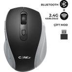 Claw’s Genius Dual V2 Pixart PAW3065 Sensörlü Bluetooth + 2.4g Wi-Fi Çift Mod Kompakt Sessiz Click Kablosuz Mouse - Siyah (Windows & Mac Uyumlu) - Wi-Fi + Bluetooth