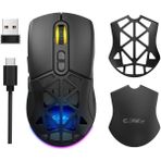 Claw's Nexus Air V1 Kablosuz 10000 Dpi Pixart PMW3325 Sensör Makro Yazılımlı & Değiştirilebilir Kapaklı RGB Kablosuz Gaming Mouse - Siyah (2.4 GHz Kablosuz + BT5.1 + Type-C ile Kullanım Desteği)