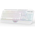 Claw's Nexus K1 Rgb & Makro Yazılımlı Full Membran 104 Tuşlu Ekstra Multimedya / Rollover Ses Kontrol Mekanizmalı & Claw's Reflex Örgü Kablolu Gaming Klavye - Beyaz (11 Farklı Rgb Efektli)