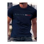 CLAYES Boston Baskılı Süprem Lacivert T-Shirt - Oversize Bisiklet Yaka Tişört