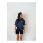 CLAYES Ellore Yazılı Süprem T-Shirt - Lacivert Baskılı Oversize Bisiklet Yaka Kısa Kol Tişört