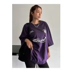 CLAYES Fantastıc Süprem T-Shirt -Mor Baskılı Oversize Bisiklet Yaka Tişört