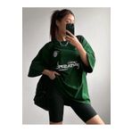 CLAYES Fantastıc Süprem T-Shirt -Nefti Yeşili Baskılı Oversize Bisiklet Yaka Tişört