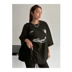 CLAYES Fantastıc Süprem T-Shirt -Siyah Baskılı Oversize Bisiklet Yaka Tişört