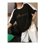 CLAYES Leisure Future Parçalı Süprem T-Shirt - Siyah Gövde Omuz Beyaz Parçalı Oversize Unisex