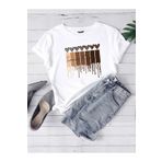 CLAYES Leopar Desen Kalpler Süprem T-Shirt - Beyaz Baskılı Oversize Bisiklet Yaka Kısa Kol Tişört