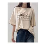 CLAYES The Sunlight Süprem T-Shirt - Bej Baskılı Oversize Bisiklet Yaka Kısa Kol Tişört