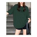 CLAYES Thousand Süprem Nefti Yeşil T-shirt - Siyah Baskılı Oversize Bisiklet Yaka Kısa Kol Tişört