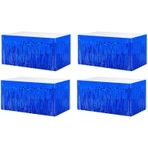 Clayghsen 4'lü Paket 69 x 250 cm Metalik Folyo Saçaklı Tinsel Masa Etekleri Dikdörtgen Masalar için Flama Perdeleri Arka Plan Cadılar Bayramı, Doğum Günü, Geçit Töreni, Noel Partisi Malzemeleri (Mavi)