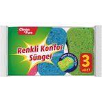 Clean & Fun Bulaşık Süngeri Renkli Konfor 3'lü