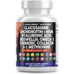 Clean Nutraceuticals Glucosamine Chondroitin Msm 1500MG 120 Capsul Turmeric Curcumin, Collagen, Hyaluronic Acid, Omega 3 – Joint Health For Men Women Joint Complex. - Aromasız
