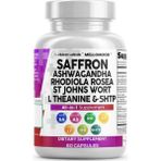 Clean Nutraceuticals Saffron Supplements With Mood Support With L-Theanine, Ginkgo Biloba, John's Wort 60 Capsules - Aromasız