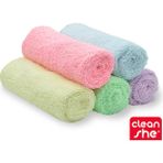 Cleanshe Pastel Seri Mikrofiber Kurulama ve Temizlik Bezi 2'si 1 Arada 5'li Set 35X40 - Renkli - Standart