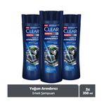 Clear Men 3x350 ml Yoğun Arındırıcı Kömür Kepeğe Karşı Etkili Şampuan