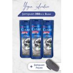 Clear Men 3x350 ml Yoğun Arındırıcı Şampuan ve Şampuan Fırçası