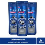 Clear Men Kömür Özlü Yoğun Arındırıcı 3x350 ml Şampuan