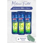 Clear Men Şampuan Maksimum Ferahlık 350 ml x 3 Adet ve Şampuan Fırçası