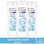 Clear Women Hyaluron Nem Terapili, Kepeğe Karşı Etkili Hafif Formüllü Saç Bakım Şampuanı 350 ml 3'lü Paket