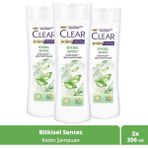 Clear Women Kepeğe Karşı Etkili Şampuan Bitkisel Sentez 350 ml x3