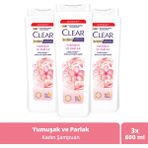 Clear Women Kepeğe Karşı Etkili Şampuan Yumuşak ve Parlak 600 ml x3