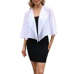 Clearlove Kadın Bolero Şenlikli 3/4 Kollu Şifon Bolero Düğün Zarif Bolero Ceket (Beyaz, L)