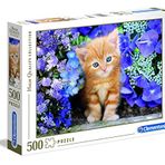 Clementoni - 500 Parça HQ Collection Yetişkin Puzzle - Ginger Cat In Flowers