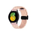 clemon Samsung Galaxy Watch 5 Seri 40-44-Pro 45 mm Uyumlu Flexi Hasır Magnet Kordon 20 mm (Güçlü Mıknatıs) Pembe