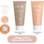 Clerie Soyulabilir Kolajen Maske & Cilt Beyazlatıcı Krem Seti – Leke Karşıtı, Ton Eşitleyici, Aydınlatıcı ve Işıltılı Porselen Cilt Için Cilt Bakım Ikilisi - Cam Cilt