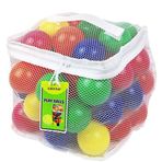 Click N' Play 50 adet ftalat içermeyen BPA içermeyen ezilmeye dayanıklı plastik top, çukur topları - 6 parlak renk, yeniden kullanılabilir ve dayanıklı saklama file çanta fermuarlı