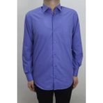 Cliente Fistan Store Erkek Açık Lacivert Düz Dacron Rahat Kalıp Tek Cepli Uzun Kollu Battal Yazlık Gömlek - Koyu Mavi - 3XL