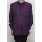 Cliente Fistan Store Erkek Ekose Kareli Klasik Kesim Rahat Kalıp Tek Cepli Gömlek - Bordo - 2XL