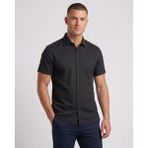 Cliento Pamuk Keten Armürlü Smart Casual Erkek Gömlek - Siyah - XL