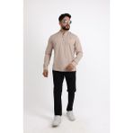 Cliento Şık ve Modern Likralı Pamuk Armürlü Kumaş Slim Fit Erkek Gömlek - XL - Taş