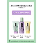 Clinique 3 Adımlı Cilt Bakım Seti - Cilt Tipi 2 Kuru/Karma | Yıkama Jeli 30ml, Tonik 60ml, Nemlendirici 30ml