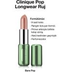 Clinique Pop Longwear™ Gün Boyu Kalıcı Ruj - Renk: Bare Pop 3.9g | Parlak Bitiş - Şeftali Rengi