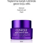 Clinique Smart Clinical Repair™ Onarmaya Yardımcı Gece Bakım Kremi & Maskesi 50 ml | Hyalüronik Asit, Peptit