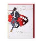 Clintons: Klasik araba ve Dapper Chap ile yeğenler için doğum günü kartı, 11 x 15 cm