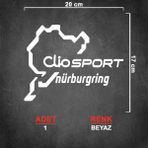 Clio Nürburgring Sticker - Clio Sticker - Renault Oto Sticker - Araba Sticker - Araç Sticker - 20cm X 17cm - Beyaz