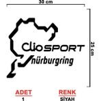 Clio Nürburgring Sticker - Clio Sticker - Renault Oto Sticker - Araba Sticker - Araç Sticker - 30cm X 25cm - Siyah