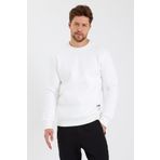 CLIPMAN Erkek Slim Fit Bisiklet Yaka Sade Baskısız 3 Iplik Sweatshirt Beyaz
