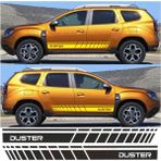 CLK Auto Dacia Duster Için Uyumlu Aksesuar Oto Yan Şerit Sticker 001 - Standart - Siyah